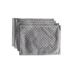 New - Galerie Home Set Of 4 Quilted Velvet Placemats - Grey